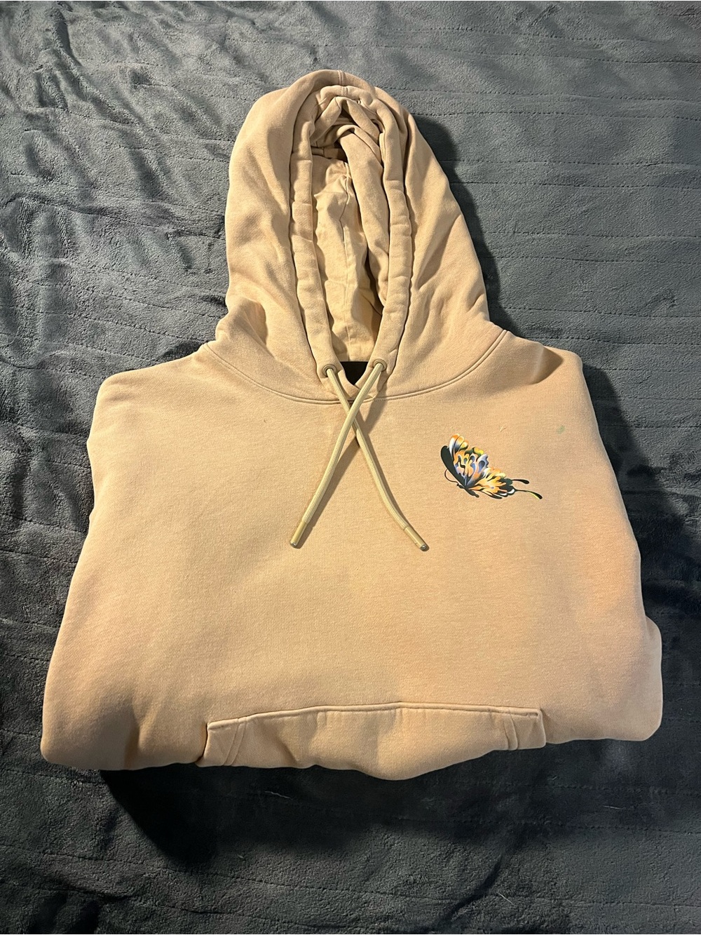 Jordan Men's Cream Crewneck Hoodie with Small Butterfly Accent